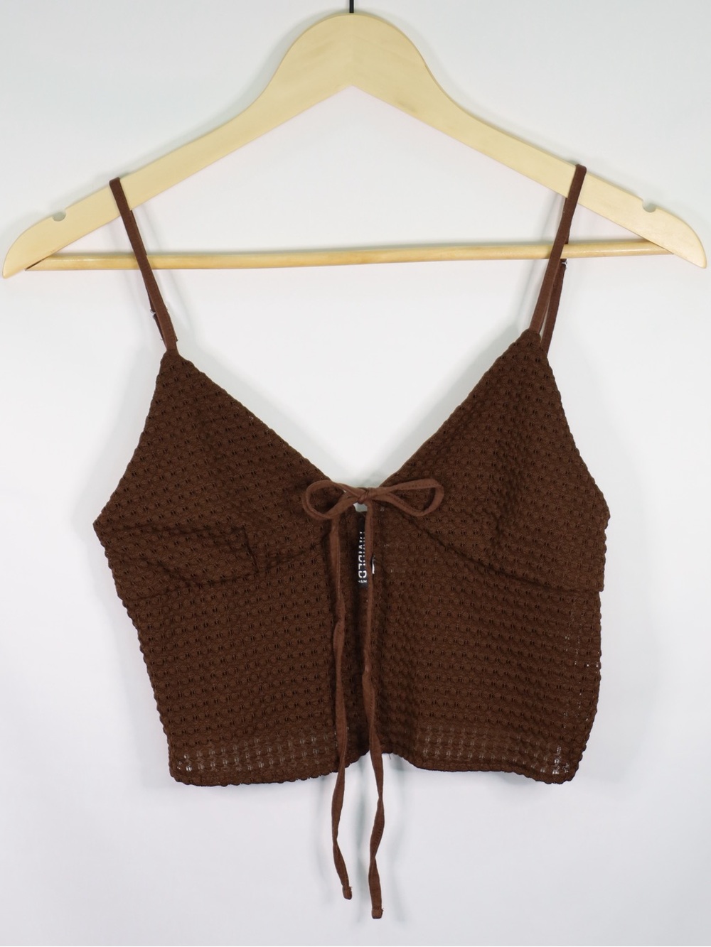 H&M Tie-Front Cami Crochet | Brown Size Small
